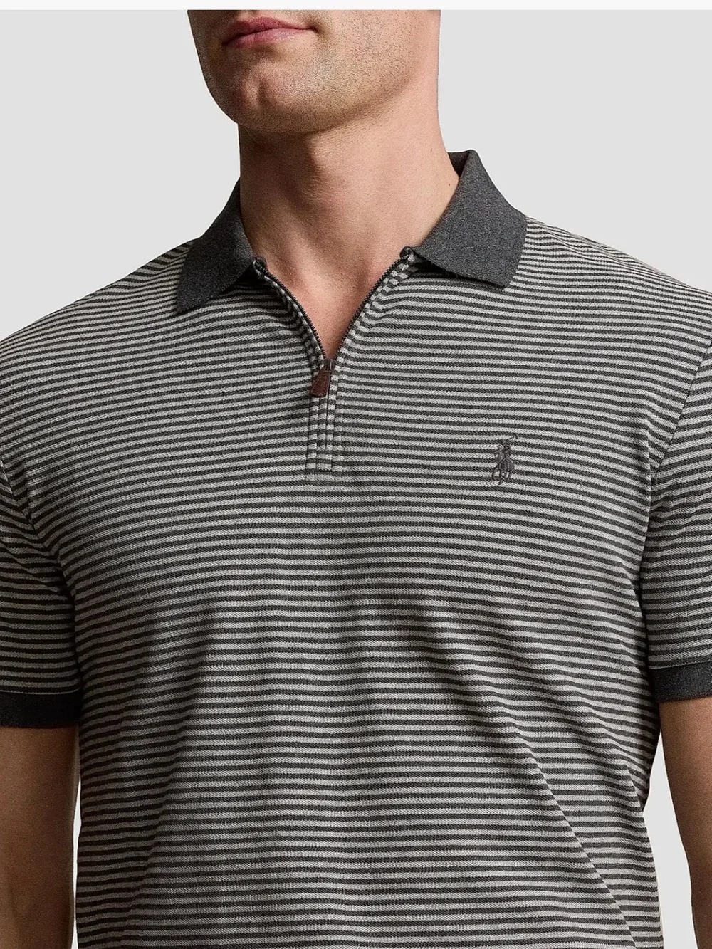 Striped Stretch Mesh Polo Shirt